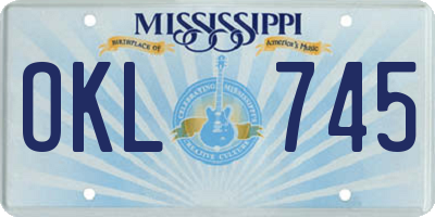 MS license plate OKL745