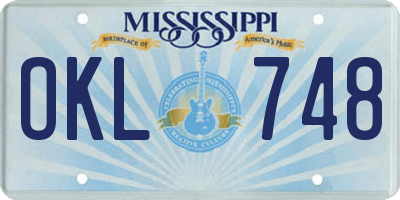 MS license plate OKL748