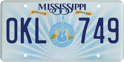MS license plate OKL749