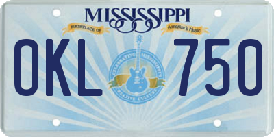 MS license plate OKL750