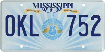 MS license plate OKL752