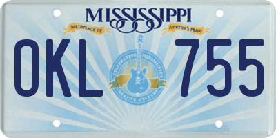 MS license plate OKL755