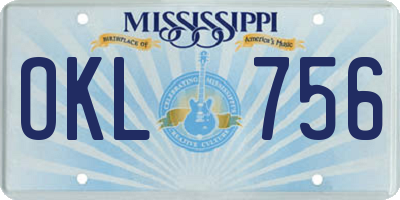 MS license plate OKL756
