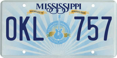 MS license plate OKL757