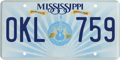 MS license plate OKL759
