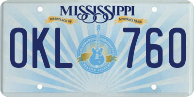 MS license plate OKL760