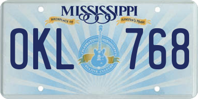 MS license plate OKL768