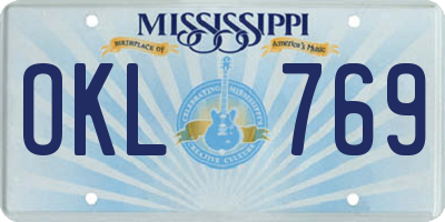 MS license plate OKL769