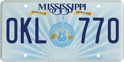 MS license plate OKL770