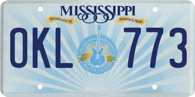 MS license plate OKL773