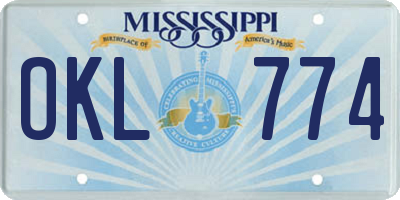 MS license plate OKL774