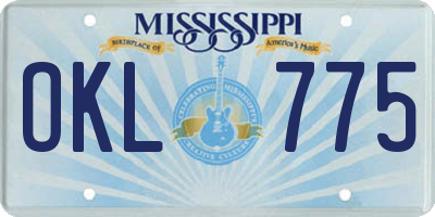 MS license plate OKL775