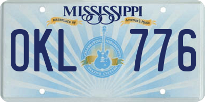 MS license plate OKL776