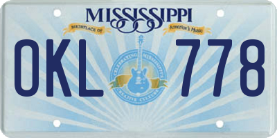 MS license plate OKL778
