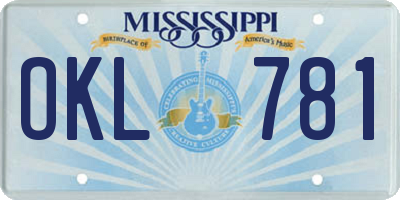 MS license plate OKL781