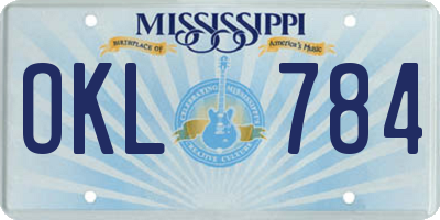 MS license plate OKL784