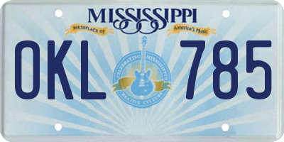 MS license plate OKL785