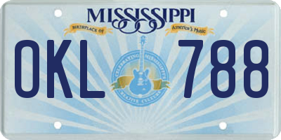 MS license plate OKL788
