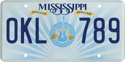 MS license plate OKL789
