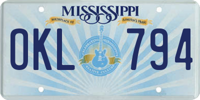 MS license plate OKL794