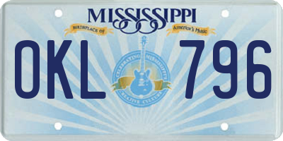 MS license plate OKL796
