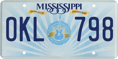 MS license plate OKL798
