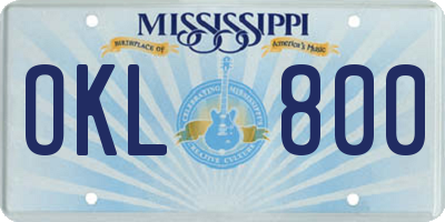 MS license plate OKL800