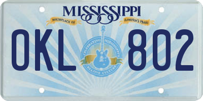 MS license plate OKL802