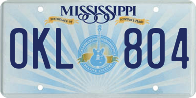 MS license plate OKL804