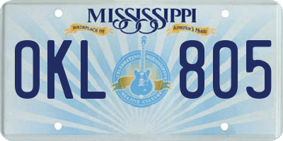 MS license plate OKL805
