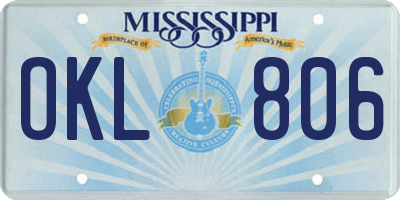 MS license plate OKL806