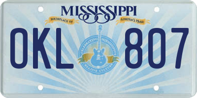 MS license plate OKL807