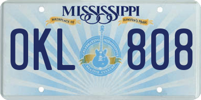 MS license plate OKL808