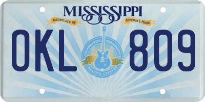 MS license plate OKL809