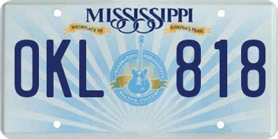 MS license plate OKL818
