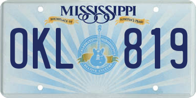 MS license plate OKL819