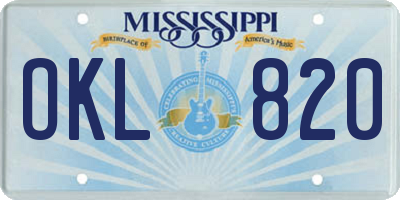 MS license plate OKL820