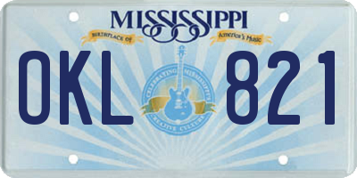 MS license plate OKL821
