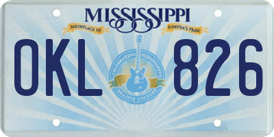 MS license plate OKL826