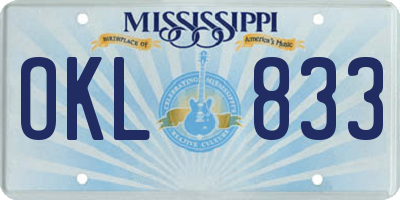 MS license plate OKL833