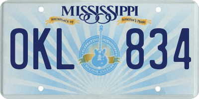MS license plate OKL834
