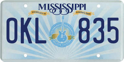 MS license plate OKL835