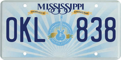 MS license plate OKL838