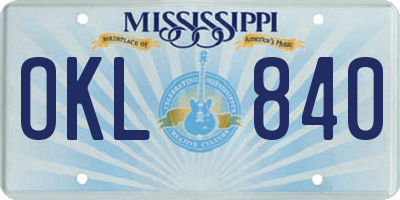 MS license plate OKL840