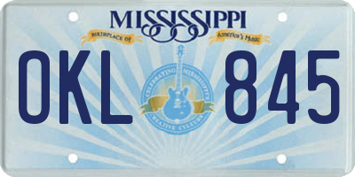 MS license plate OKL845
