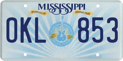 MS license plate OKL853