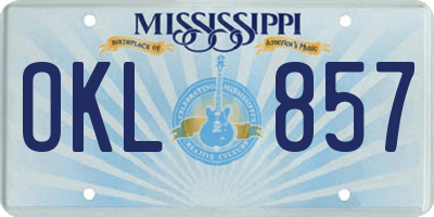 MS license plate OKL857