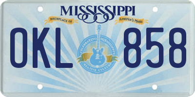 MS license plate OKL858