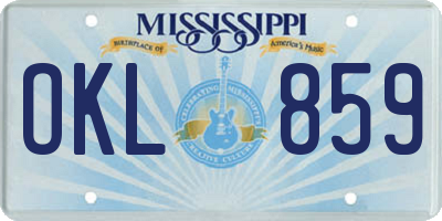 MS license plate OKL859