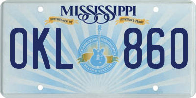 MS license plate OKL860